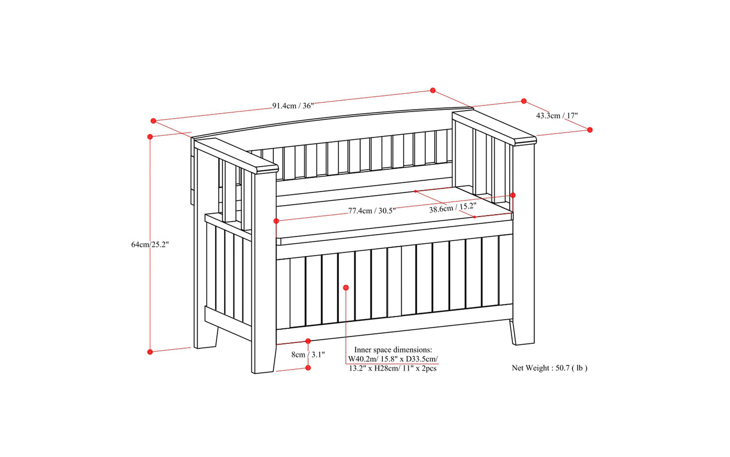 Acadian Small Entryway Storage Bench