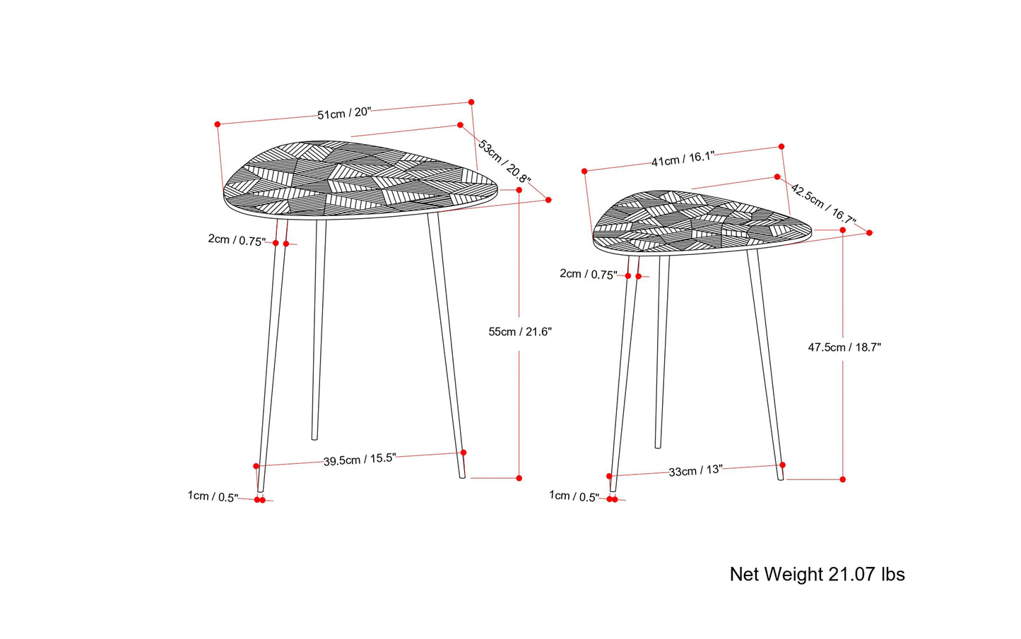 Shelton 2 Pc Metal Nesting Table