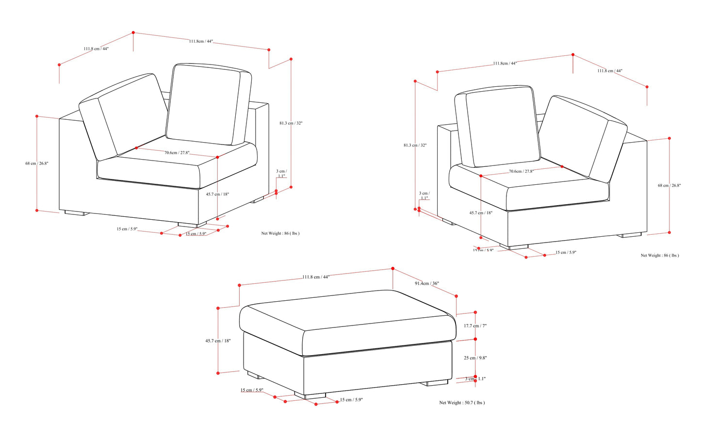 Jasmine 2 Seater Sofa and Ottoman