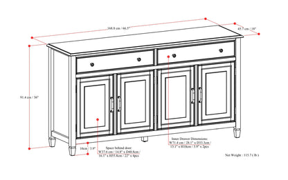 Dark Chestnut Brown | Connaught Large Sideboard Buffet Storage Cabinet