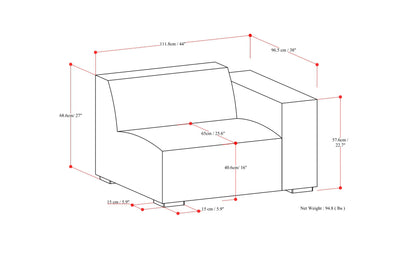 Pale Grey Performance Fabric | Rex Right Arm Module in Performance Fabric