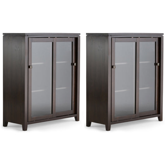 Cosmopolitan 36W Tall Storage Cabinet with Sliding Glass Doors Set of 2