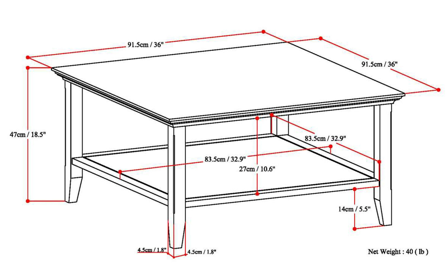 Distressed Grey | Acadian Square Coffee Table