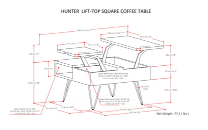 Natural Mango | Hunter Lift Top Square Coffee Table