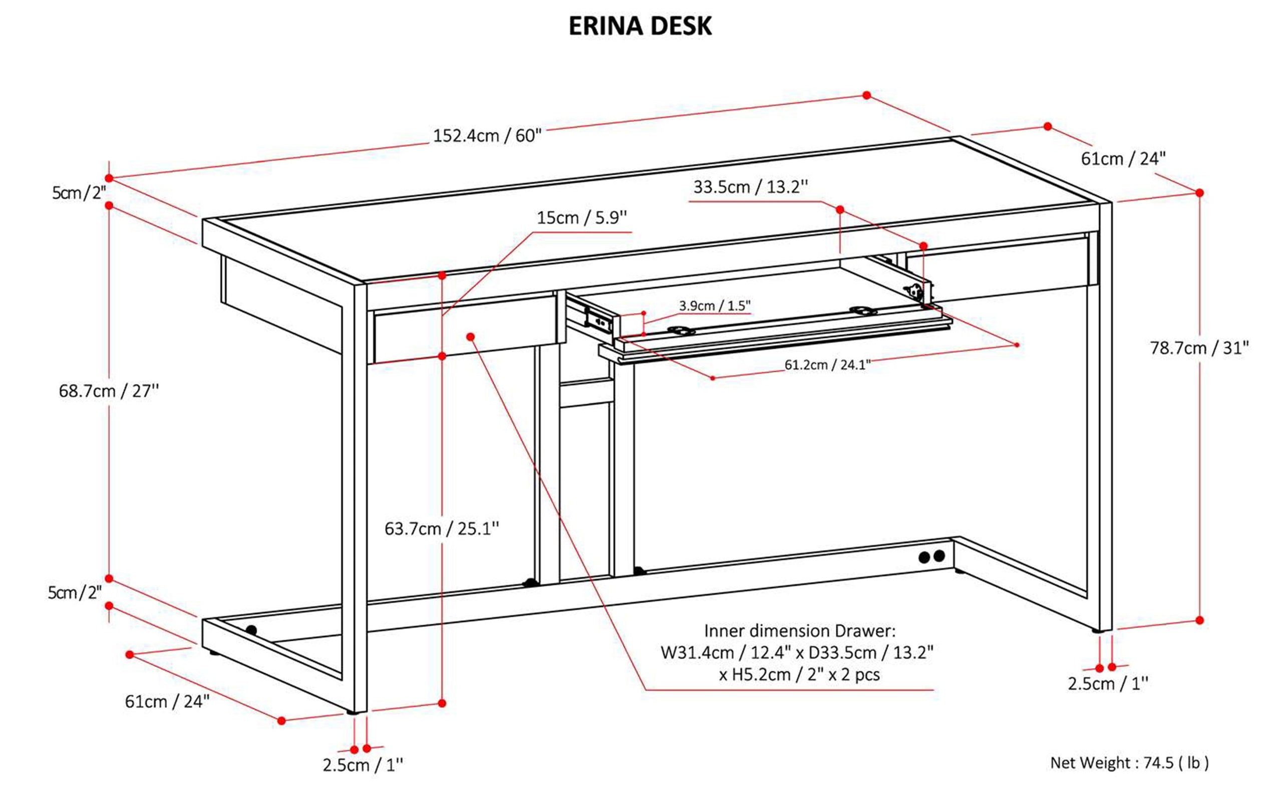 Rustic Natural Aged Brown | Erina Desk