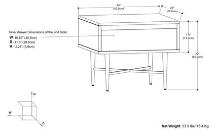 Natural Mango | Fallon End Table with Drawer