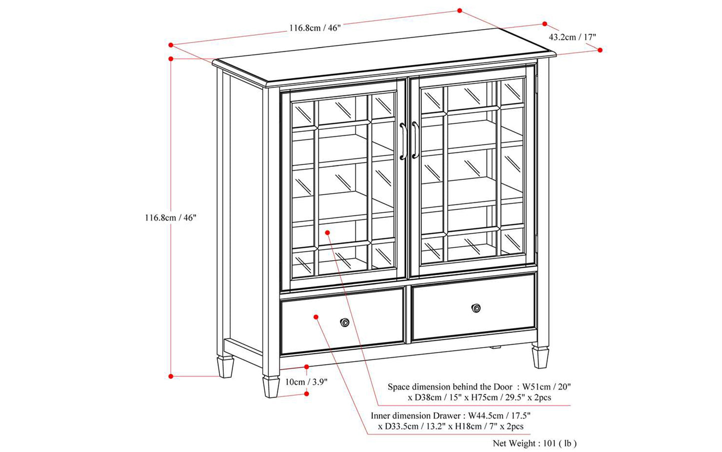 Antique White Solid Wood - Pine | Connaught Tall Storage Cabinet