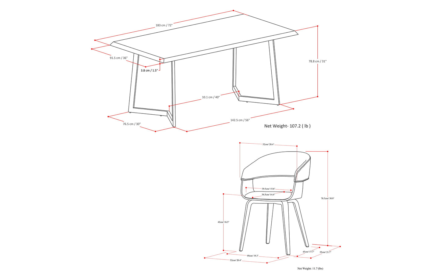 Light Grey Linen Style Fabric | Lowell 7 Piece Dining Set