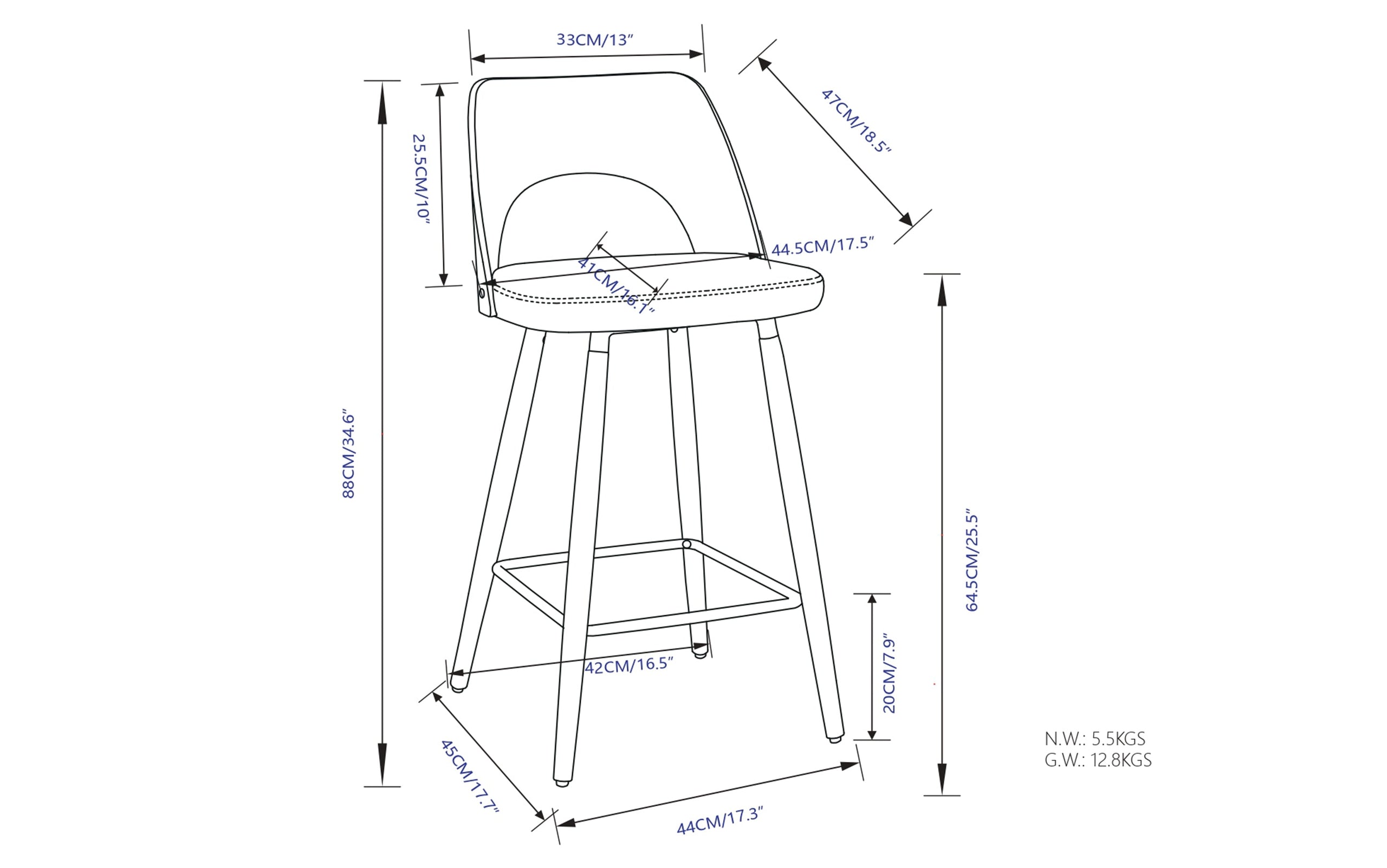 Black Vegan Leather | Callie Counter Height stool (Set of 2)