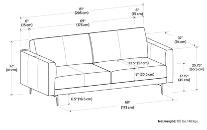 Butternut Brown Genuine Leather | Stevens 81 inch Sofa