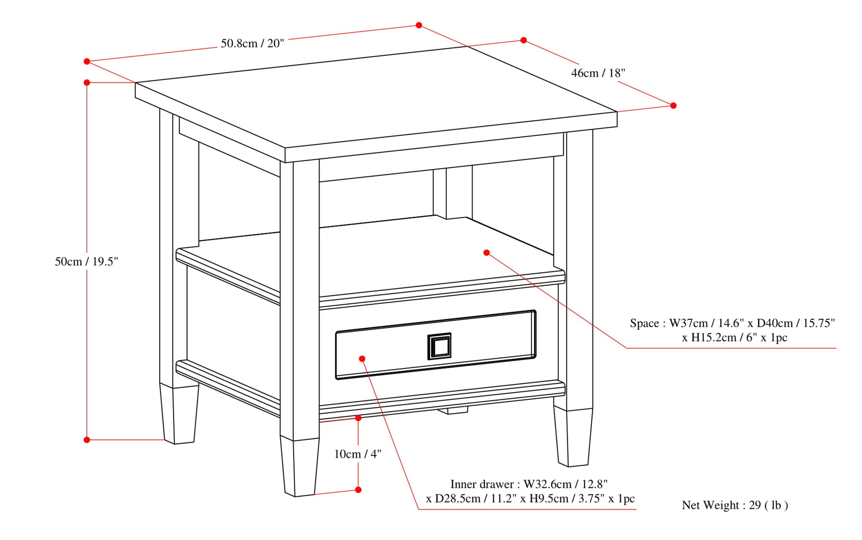 Fog Grey | Warm Shaker 20 inch End Side Table