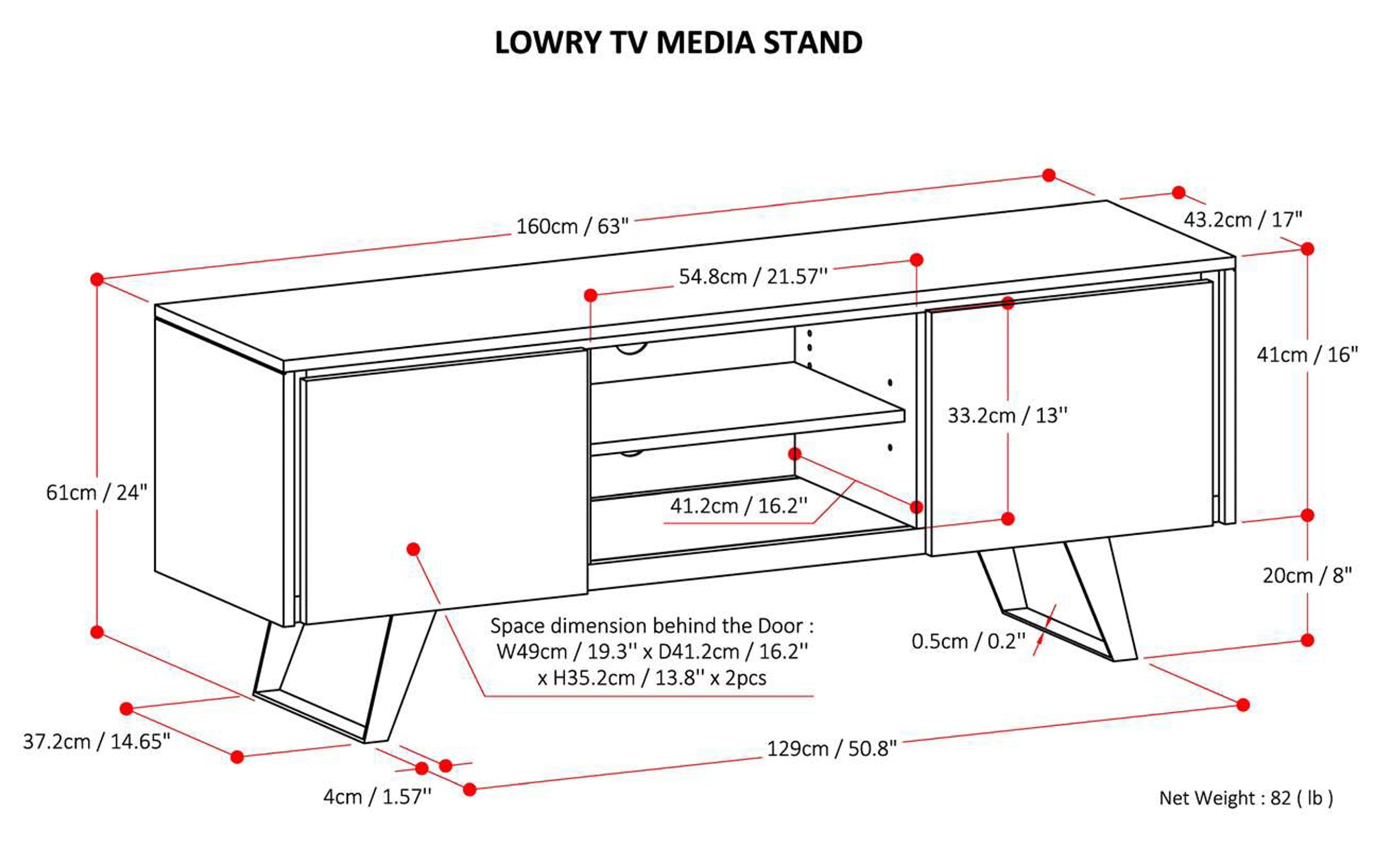 White Acacia | Lowry Solid Acacia Wood Wide TV Media Stand For TVs up to 70 Inches