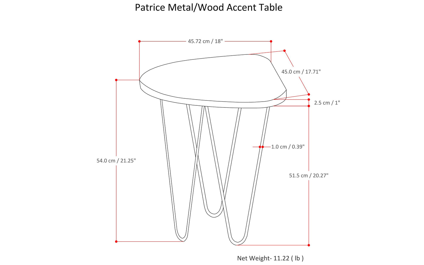 Dark Brown | Patrice Metal/Wood Accent Table in Natural and Gold