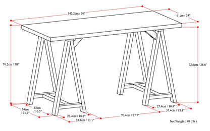 Distressed Grey | Sawhorse Writing Desk