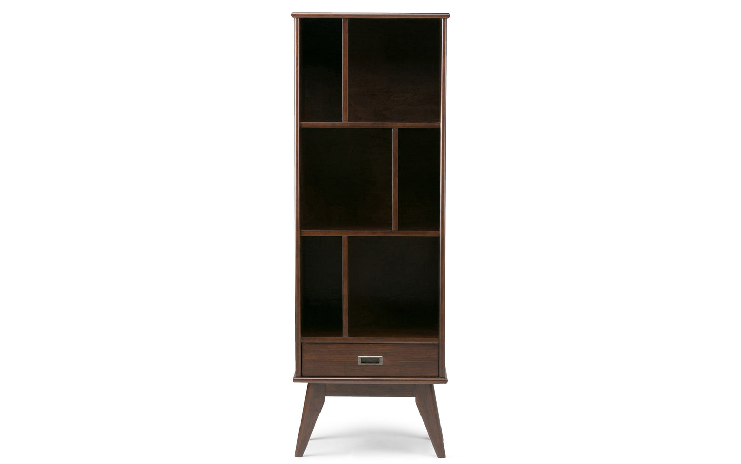 Medium Auburn Brown | Draper 22W 6 Cubbie Bookcase with Drawer (Set of 2)