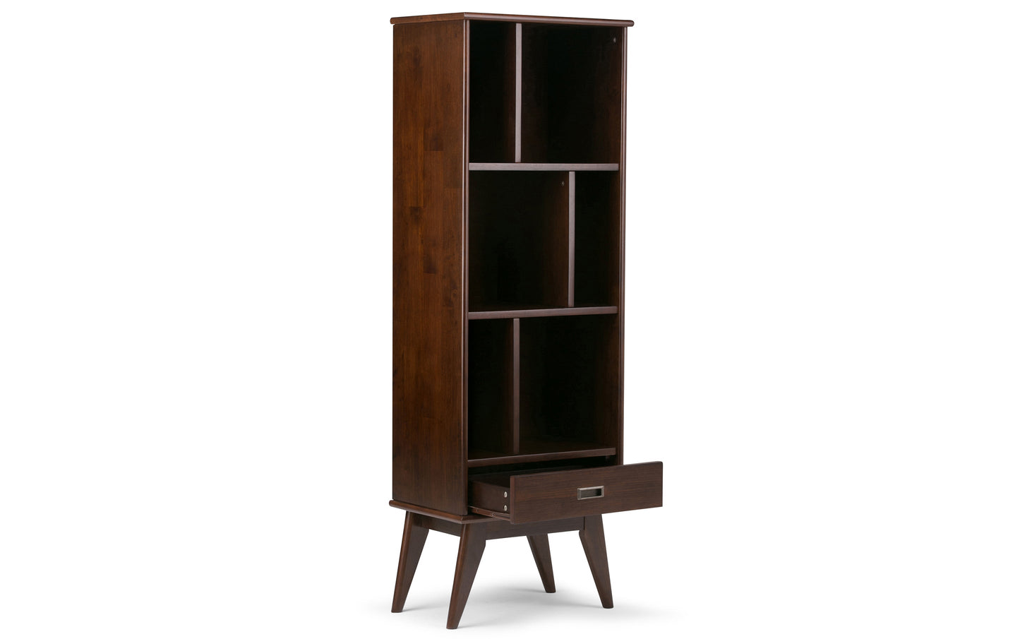 Medium Auburn Brown | Draper 22W 6 Cubbie Bookcase with Drawer (Set of 2)