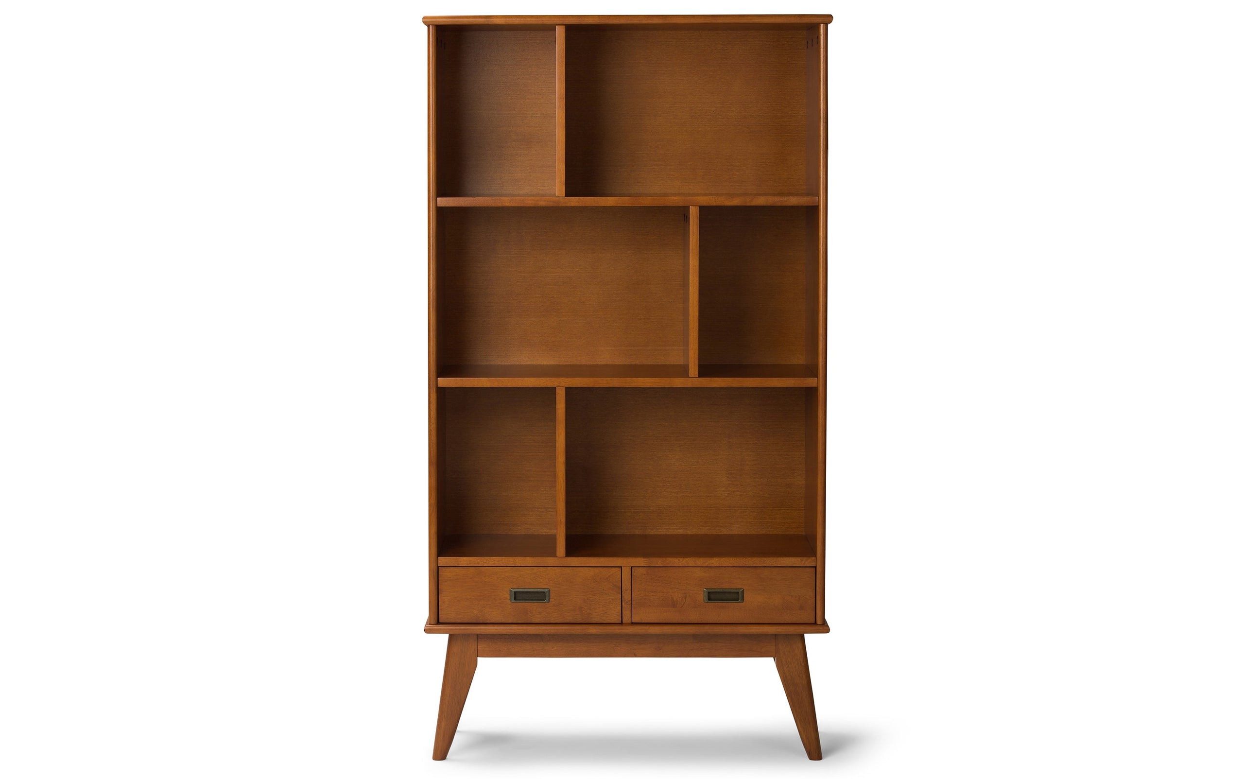 Teak Brown | Draper 35W 6 Cubbie Bookcase with Drawer (Set of 2)