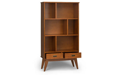 Teak Brown | Draper 35W 6 Cubbie Bookcase with Drawer (Set of 2)