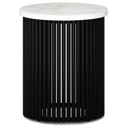 White Marble and Black Marble | Demy Metal and Wood Accent Table