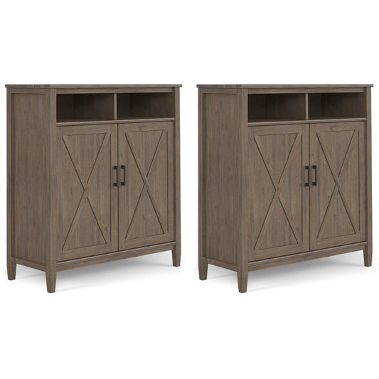 Ela 39W Tall Storage Cabinet with Doors and Open Shelves Set of 2