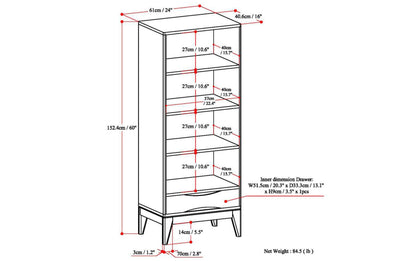 Walnut Brown | Harper 24W 4 Shelf Bookcase with Drawer (Set of 2)