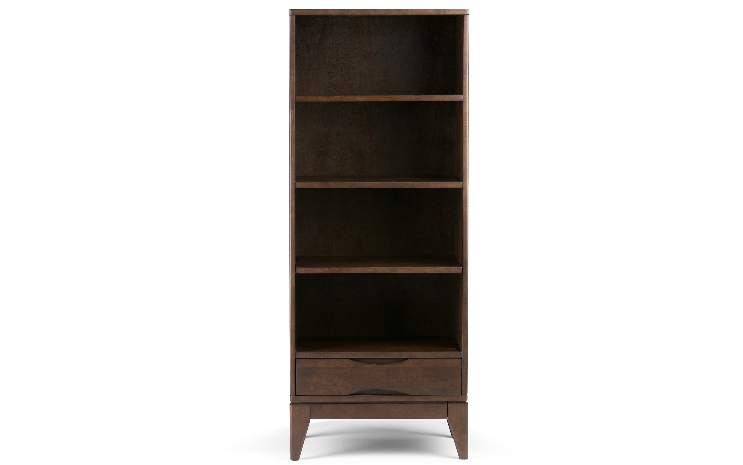 Walnut Brown | Harper 24W 4 Shelf Bookcase with Drawer (Set of 2)