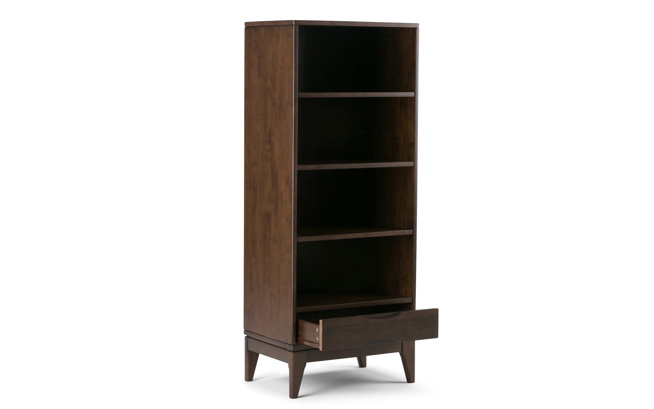 Walnut Brown | Harper 24W 4 Shelf Bookcase with Drawer (Set of 2)