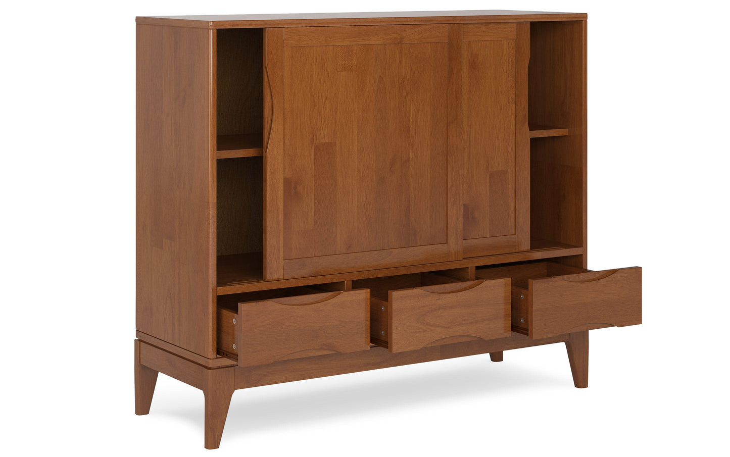 Teak Brown | Harper 48W Tall Storage Cabinet with Doors and 3 Drawers Set of 2