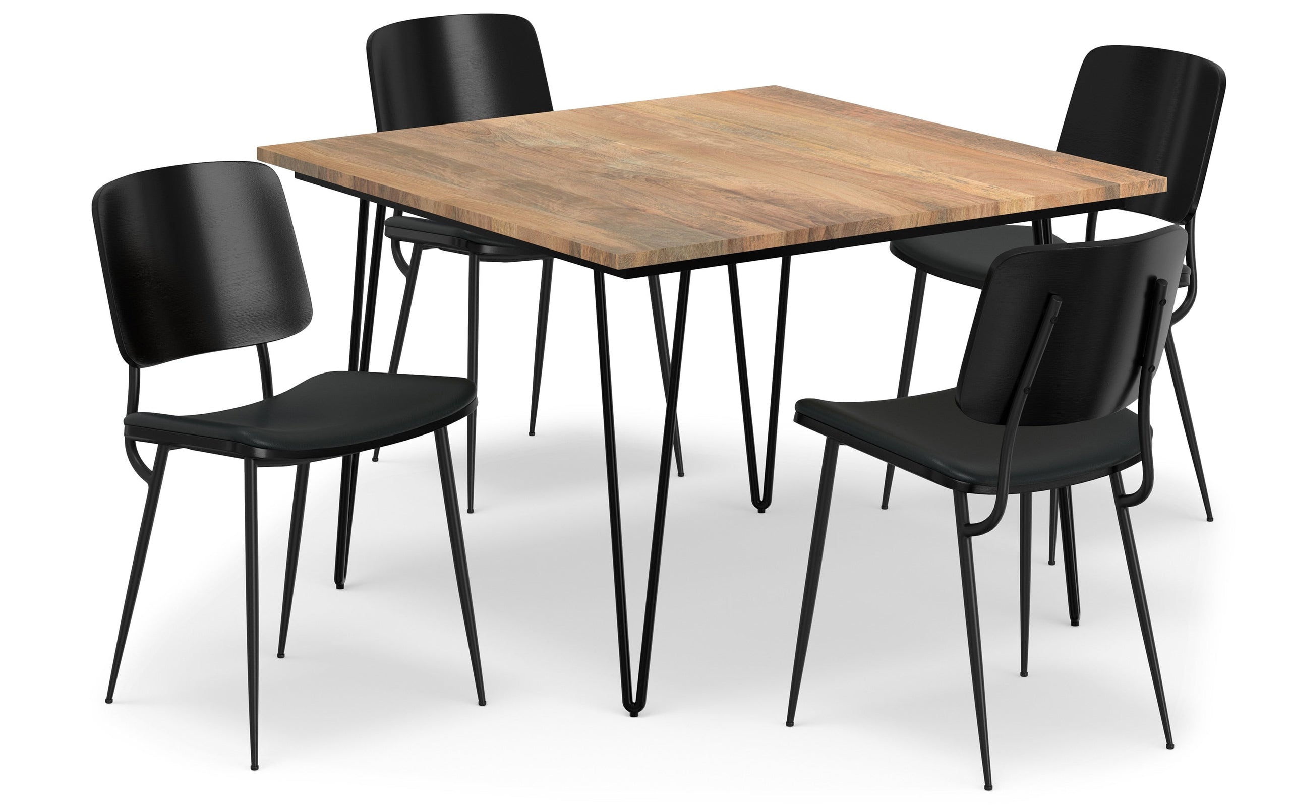 Black Vegan Leather | Hayley / Hunter 5-Piece Dining Set