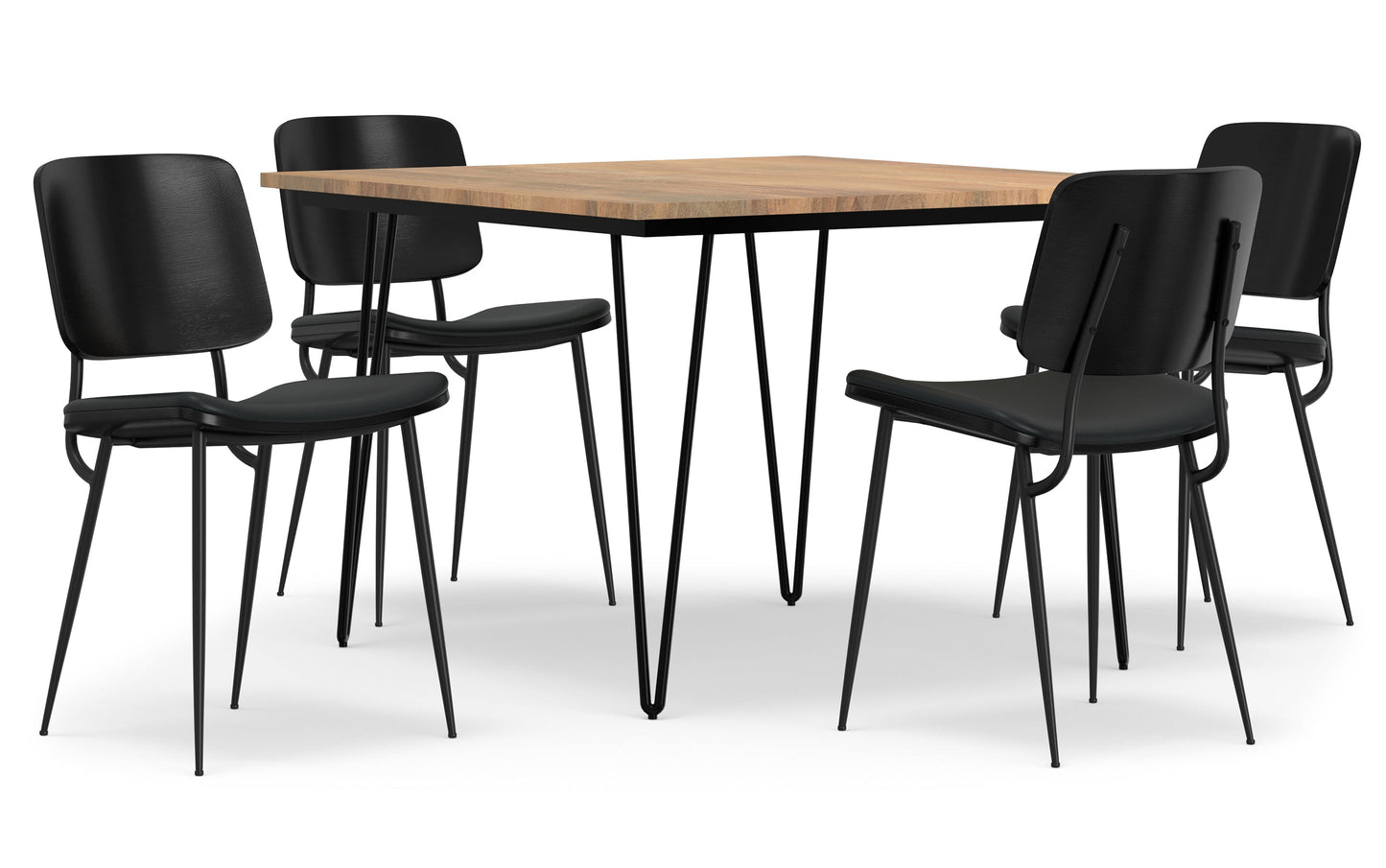 Black Vegan Leather | Hayley / Hunter 5-Piece Dining Set