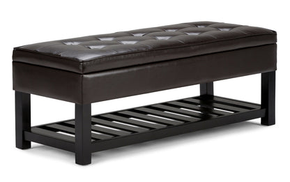 Tanners Brown Vegan Leather | Cosmopolitan Vegan Leather Storage Ottoman Bench