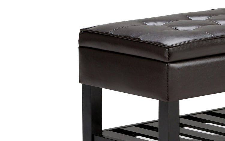 Tanners Brown Vegan Leather | Cosmopolitan Vegan Leather Storage Ottoman Bench