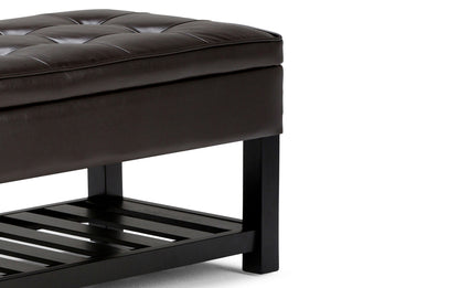 Tanners Brown Vegan Leather | Cosmopolitan Vegan Leather Storage Ottoman Bench