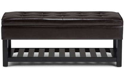 Tanners Brown Vegan Leather | Cosmopolitan Vegan Leather Storage Ottoman Bench