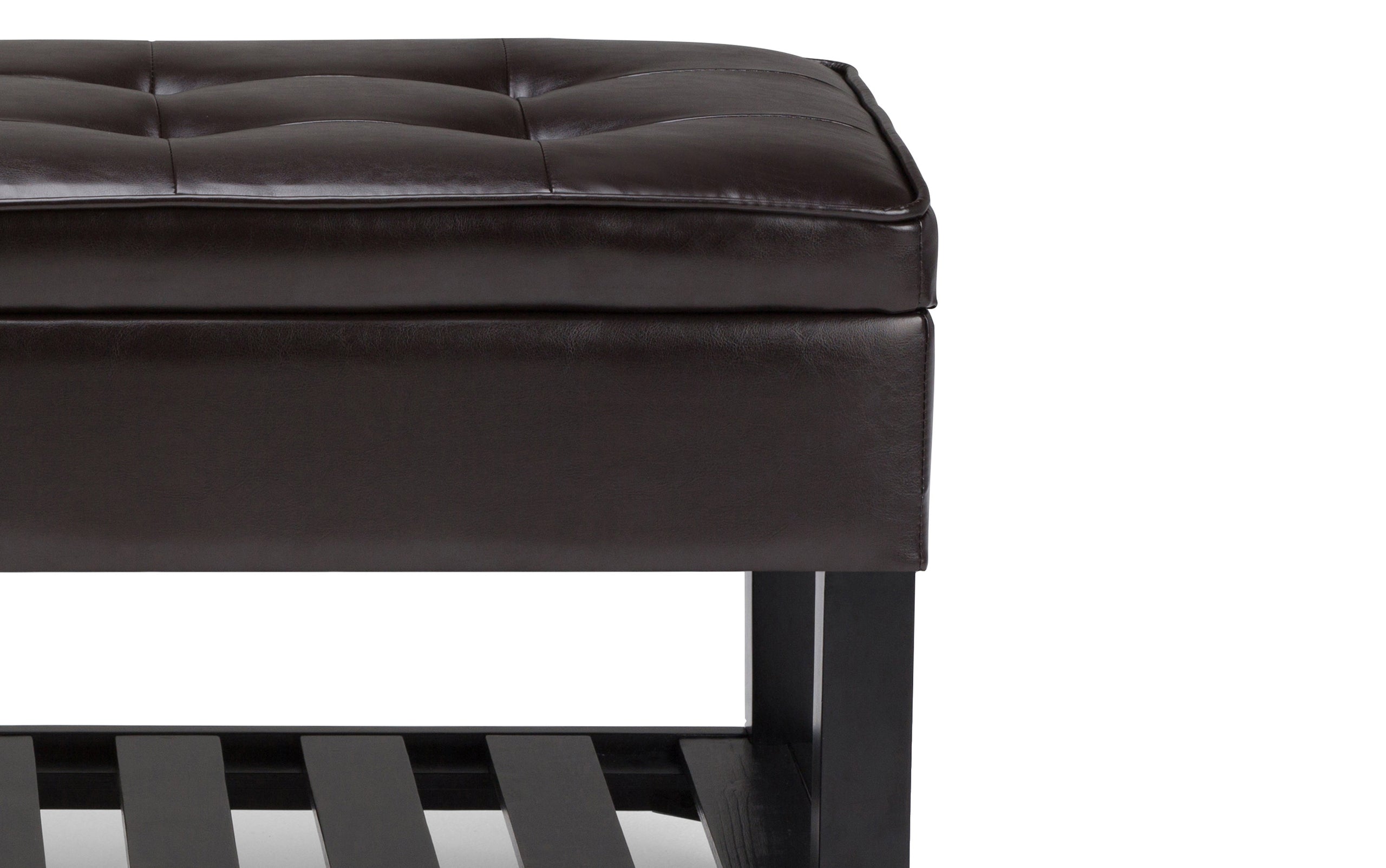 Tanners Brown Vegan Leather | Cosmopolitan Vegan Leather Storage Ottoman Bench