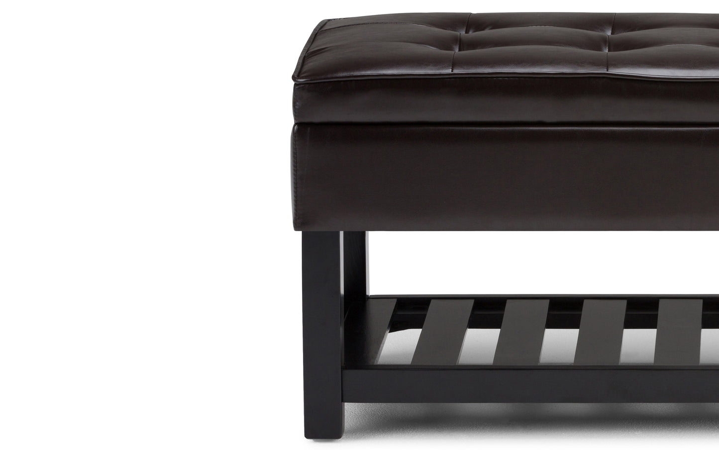 Tanners Brown Vegan Leather | Cosmopolitan Vegan Leather Storage Ottoman Bench