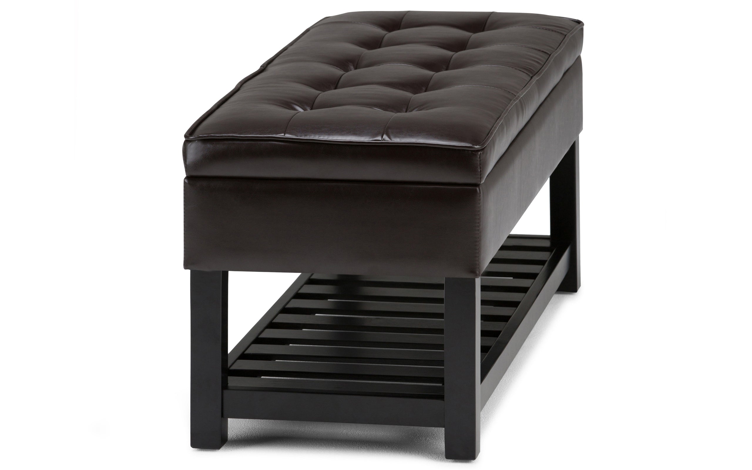 Tanners Brown Vegan Leather | Cosmopolitan Vegan Leather Storage Ottoman Bench