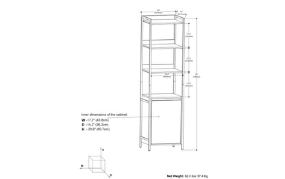 Kelsey 70W Bookcase Wall with Open and Closed Storage