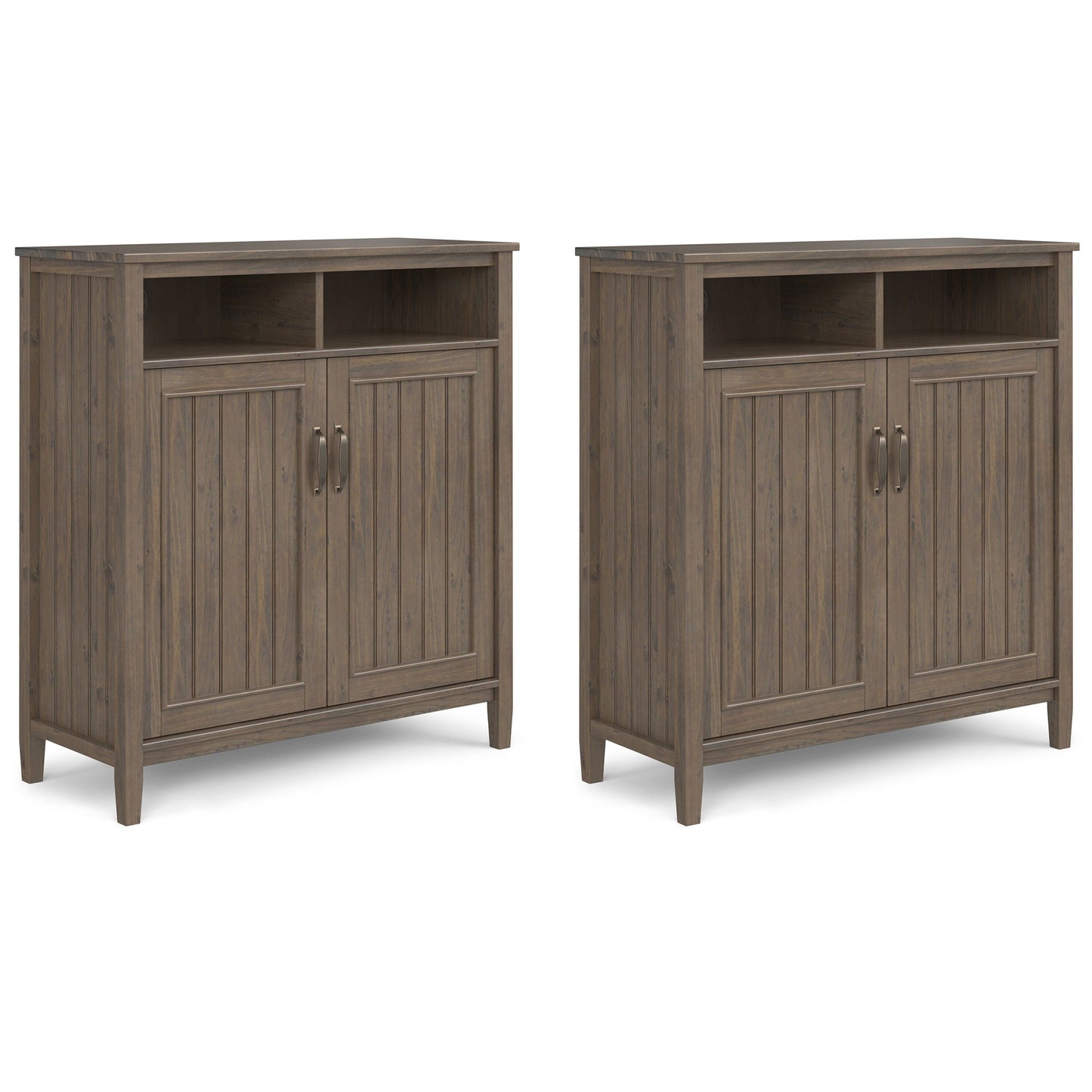 Lev 39W Tall Storage Cabinet w/ Doors and Open Shelves Set of 2