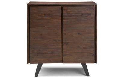 Distressed Charcoal Brown Acacia | Lowry 39W Tall Storage Cabinet with Doors Set of 2