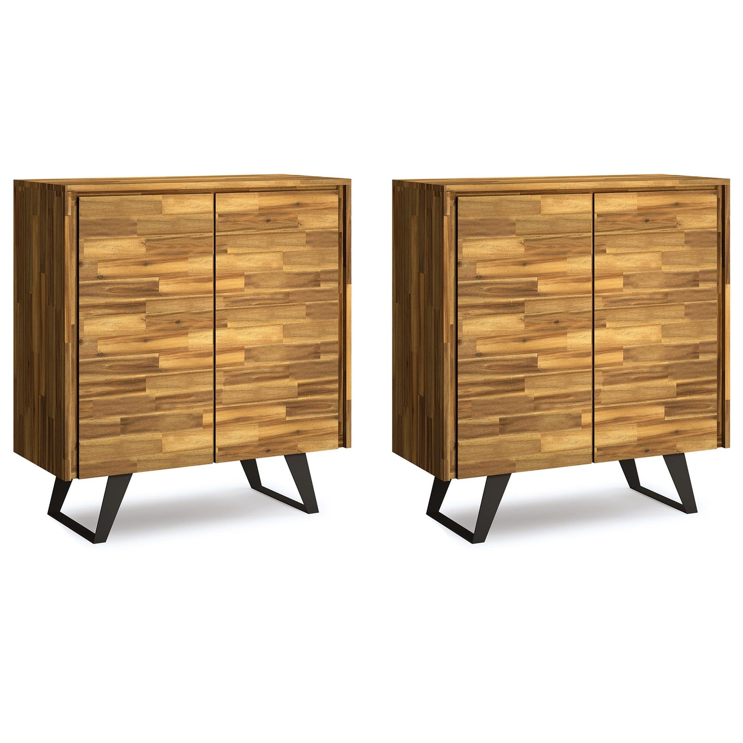 Distressed Golden wheat Acacia | Lowry 39W Tall Storage Cabinet with Doors Set of 2