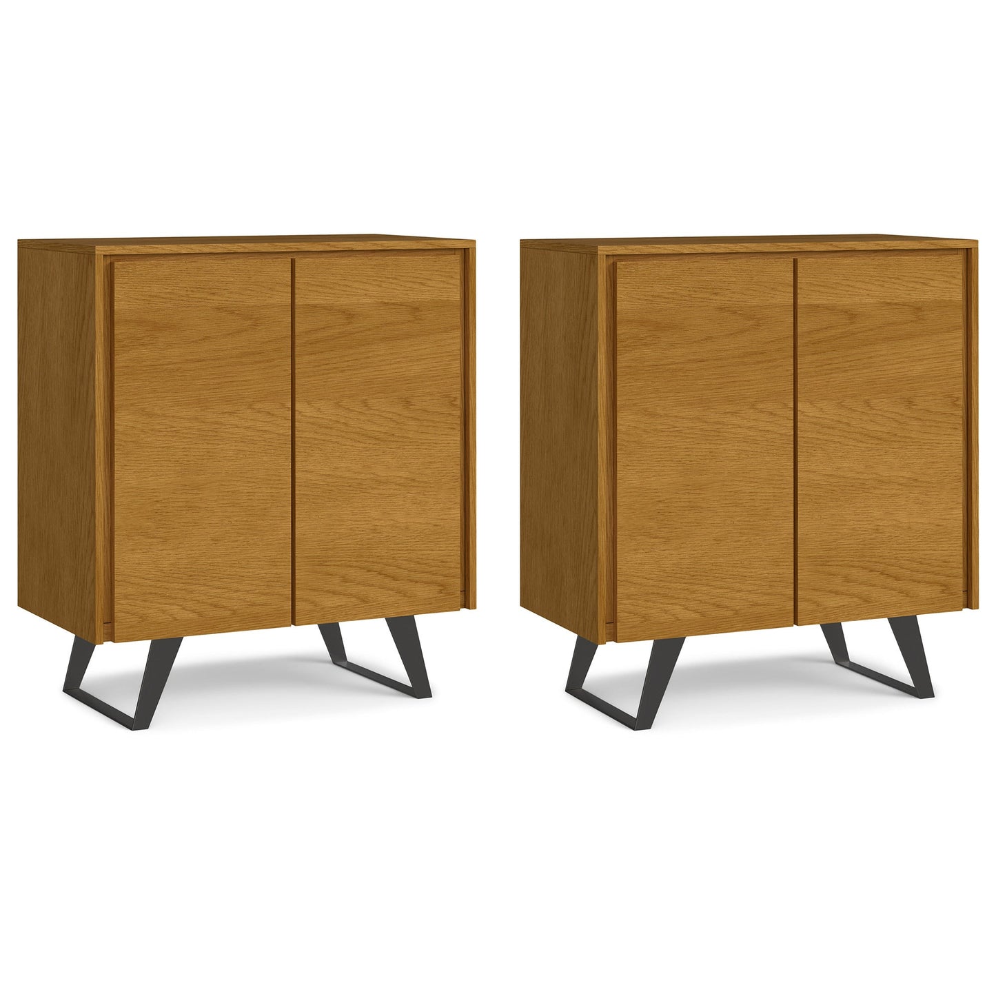 Oak Oak | Lowry 39W Tall Storage Cabinet with Doors Set of 2 in Oak