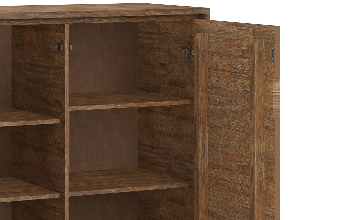 Rustic Natural Aged Brown Acacia | Lowry 39W Tall Storage Cabinet with Doors Set of 2