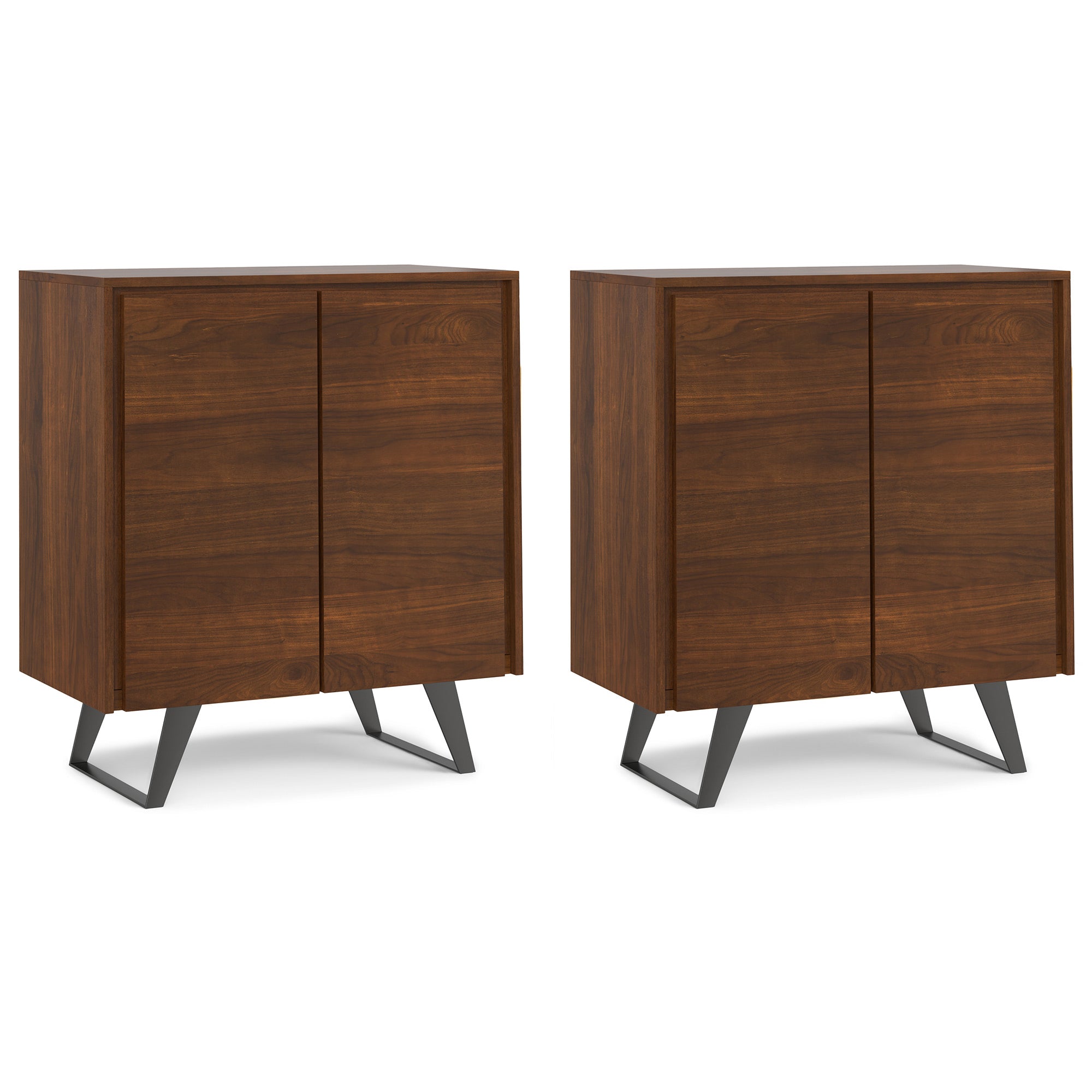 Walnut Walnut | Lowry 39W Tall Storage Cabinet with Doors Set of 2 in Walnut