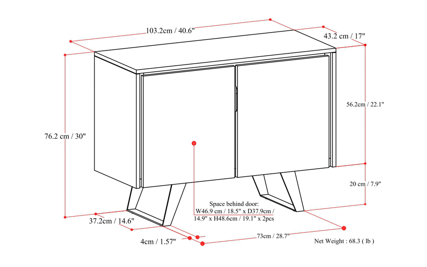 Lowry 40W Storage Cabinet with Doors Set of 2