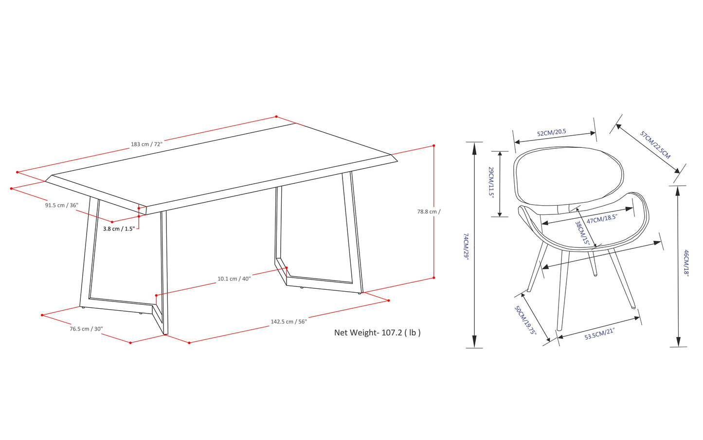 Black Vegan Leather | Marana / Watkins 7 Piece Dining Set