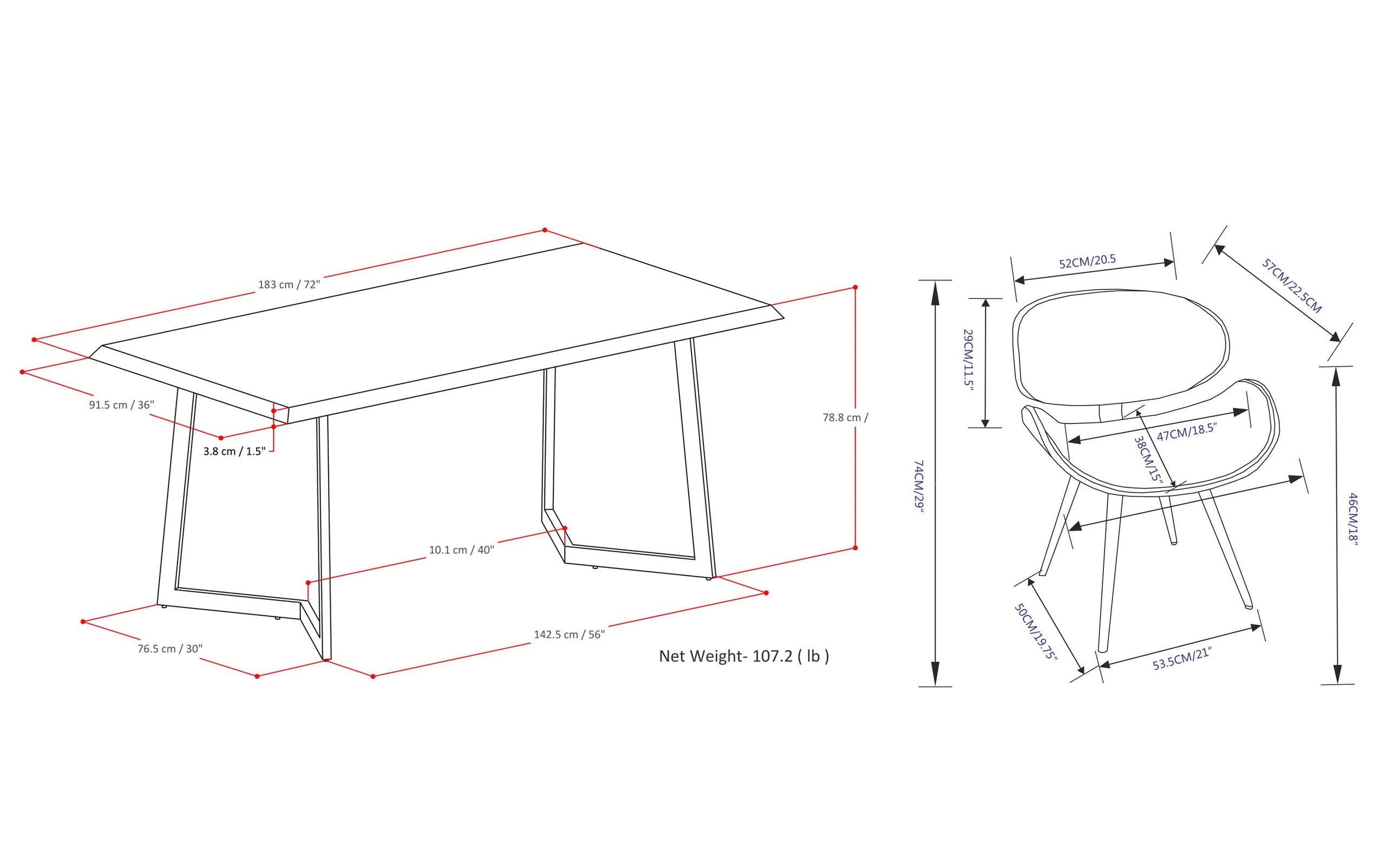 Black Vegan Leather | Marana / Watkins 7 Piece Dining Set