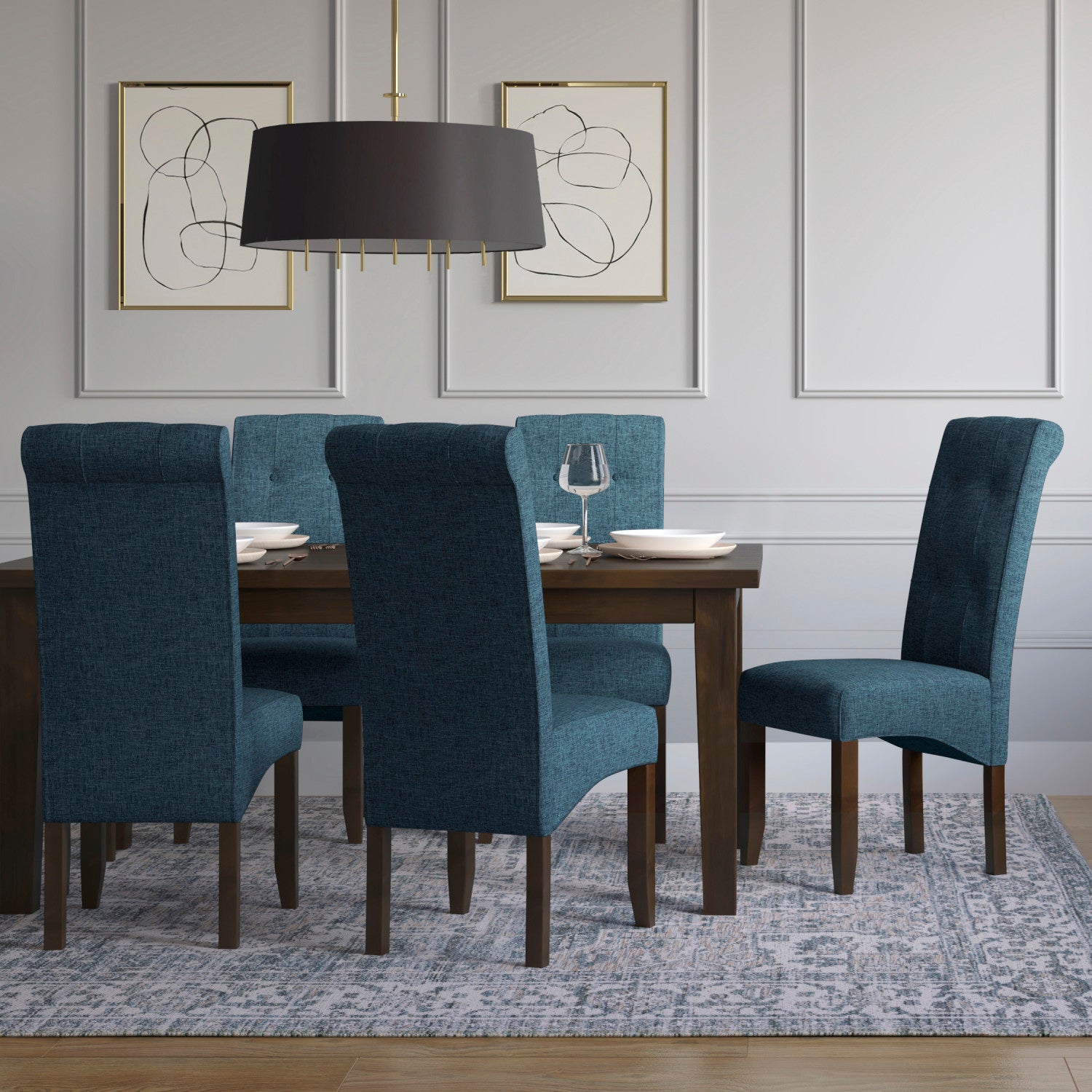 Denim Blue Linen Style Fabric | Cosmopolitan Dining Chair in Linen