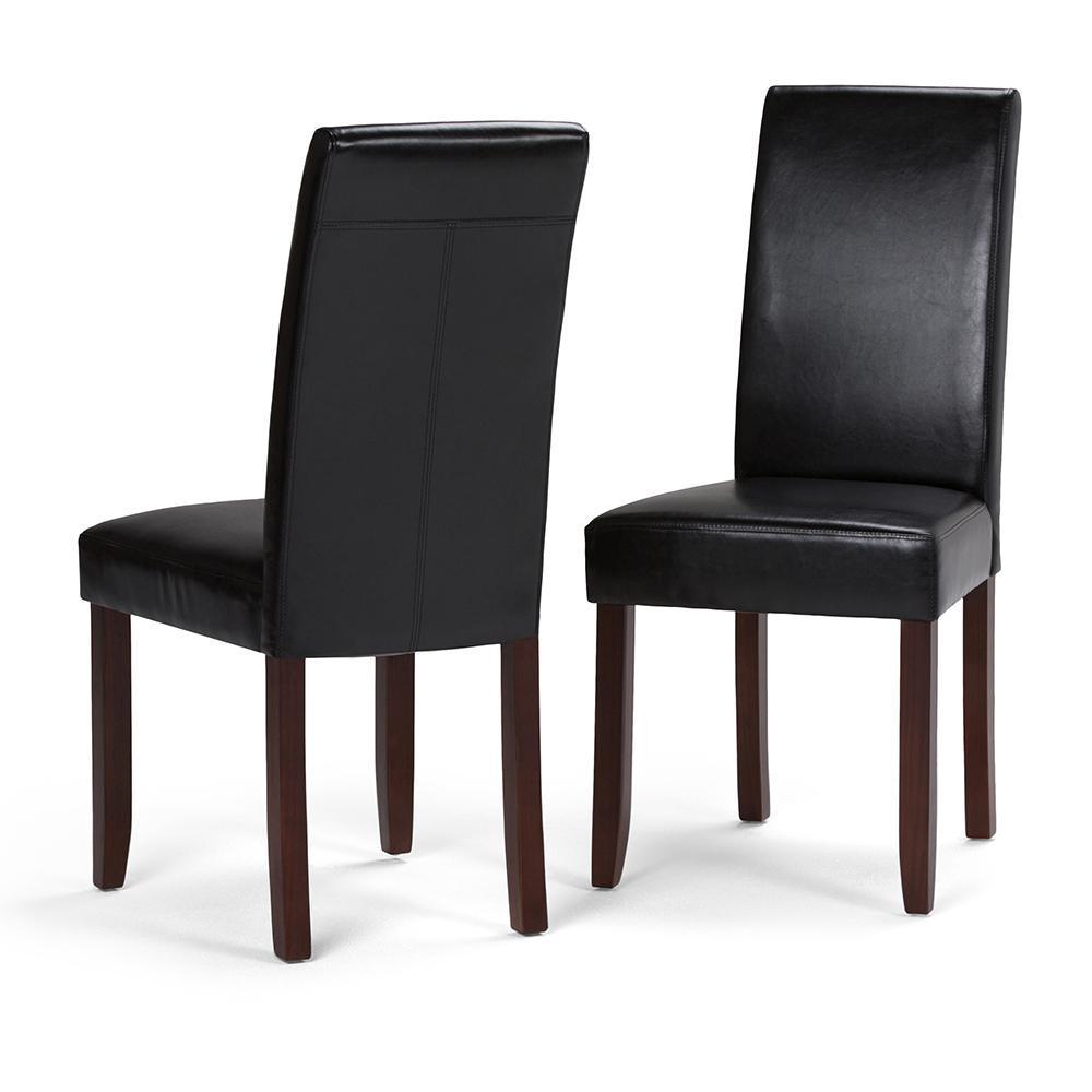 Midnight Black Vegan Leather | Acadian Faux Leather Parson Dining Chair (Set of 2)