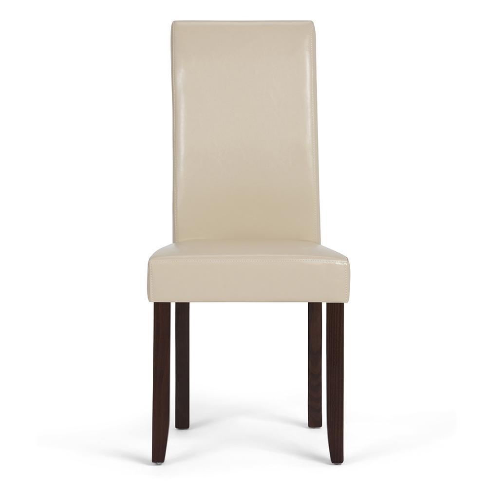 Satin Cream Vegan Leather | Acadian Faux Leather Parson Dining Chair (Set of 2)